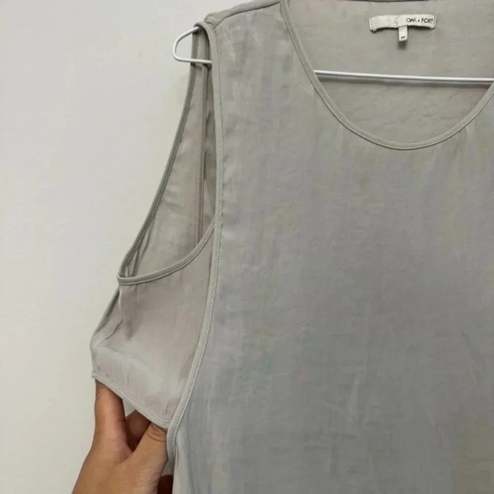 Oak + Fort Sleeveless Long Tank Top Grey Women's Medium - Picture 4 of 10